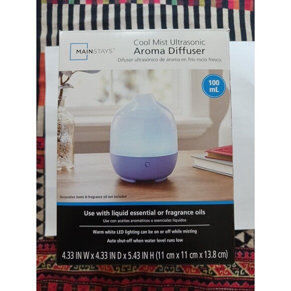 Aroma Cool Mist Diffuser Ultrasonic Lights Up 100 ml 3.3 oz Mainstays Teal - Picture 1 of 12